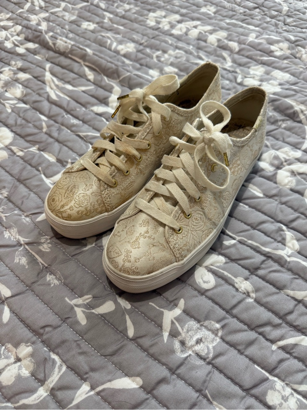 Keds gold floral patterned platform sneakers